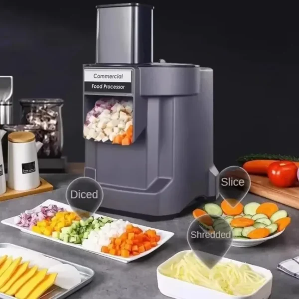 Second image of 3-in-1 Commercial Vegetable Cutter Multi-function Electric Dicing Slicing Shredding Vegetable slicer Fruit Radish Potato Machine