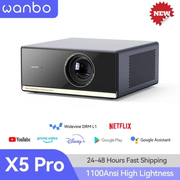 Wanbo X5 Pro Projector Full HD 1080P Proyector Support 4K 1100 ANSI Android 11.0 Home Google Widevine L1 And Assistant
